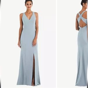 Thread Crisscross Cutout Back Maxi Dress With Front Slit In Mist Size 4 NWT